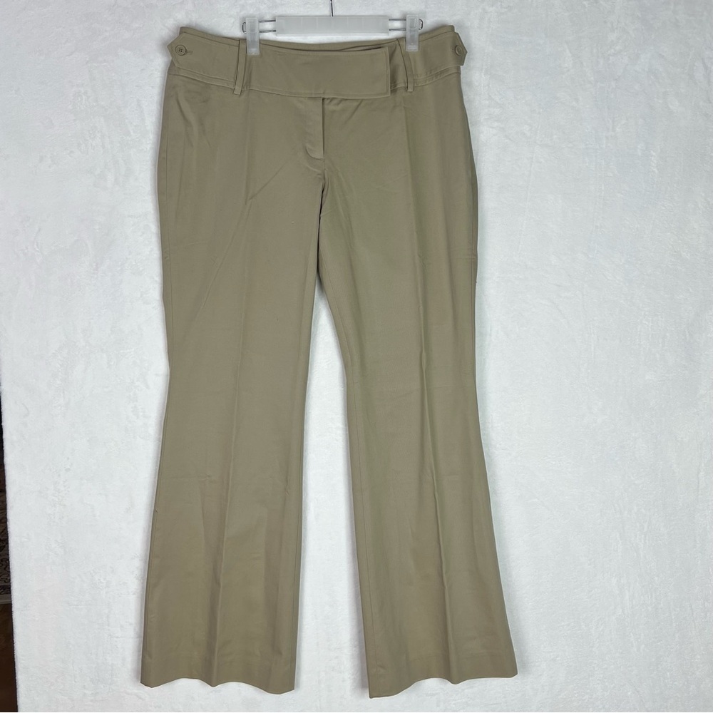 Body By Victoria 14 Dress Pants Womens Beige The Christie Fit Slacks Flare Leg